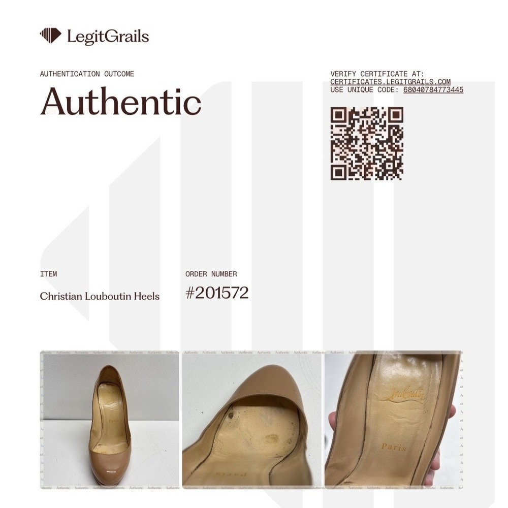 Christian Louboutin Patent Leather Pumps Womens 37 Nude Platform Red Bottoms - Picture 16 of 16